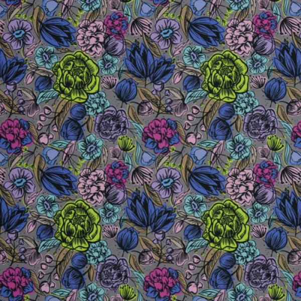 Outdoorstoff Happy Collection Blumen bunt, grau by Swafing von Cherry Picking
